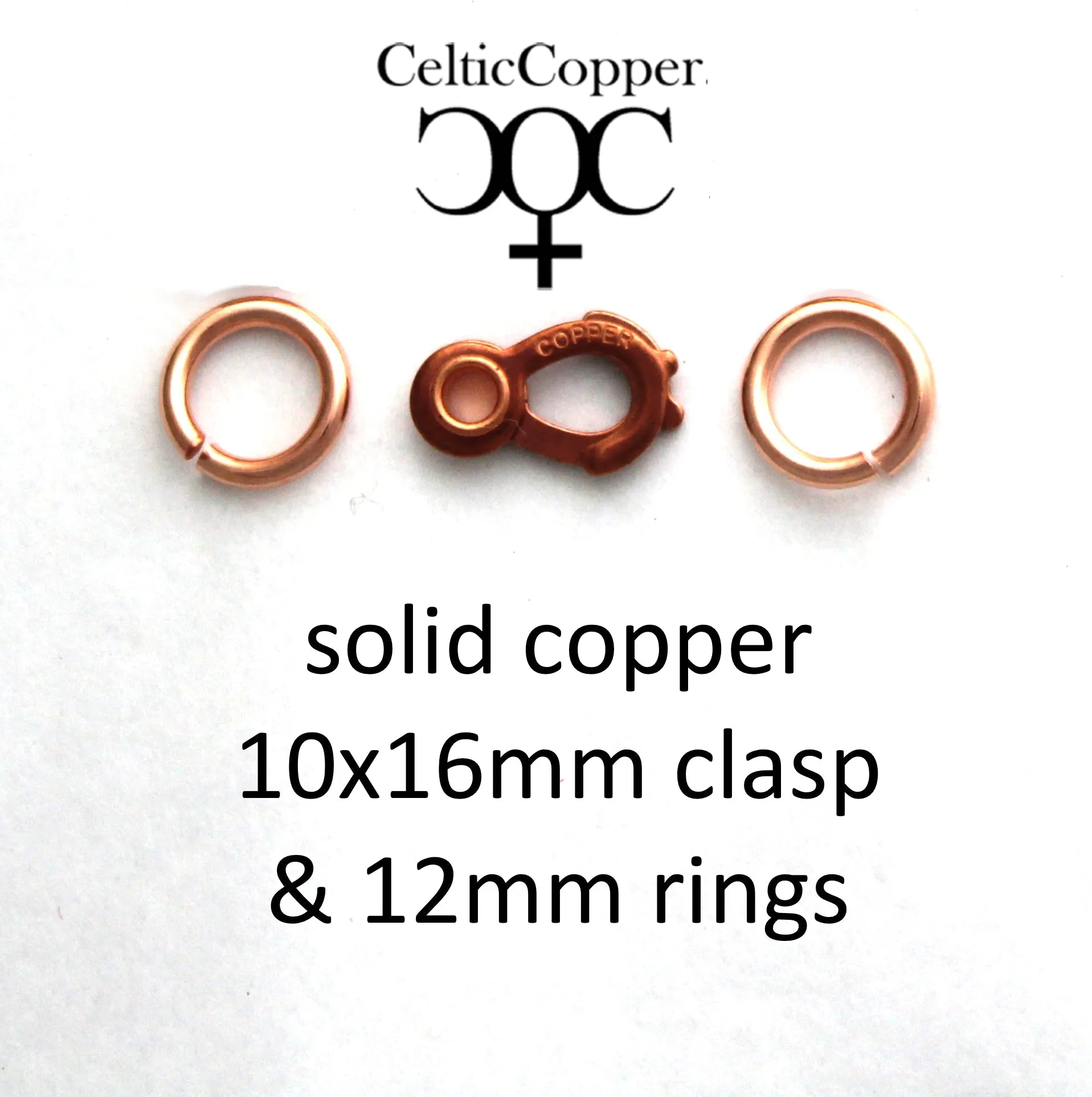 Set of 3 Solid Copper Clasp Kits 16mm Sister Hook with Jump Rings JSCSH3 Heavy Duty Copper Clasps