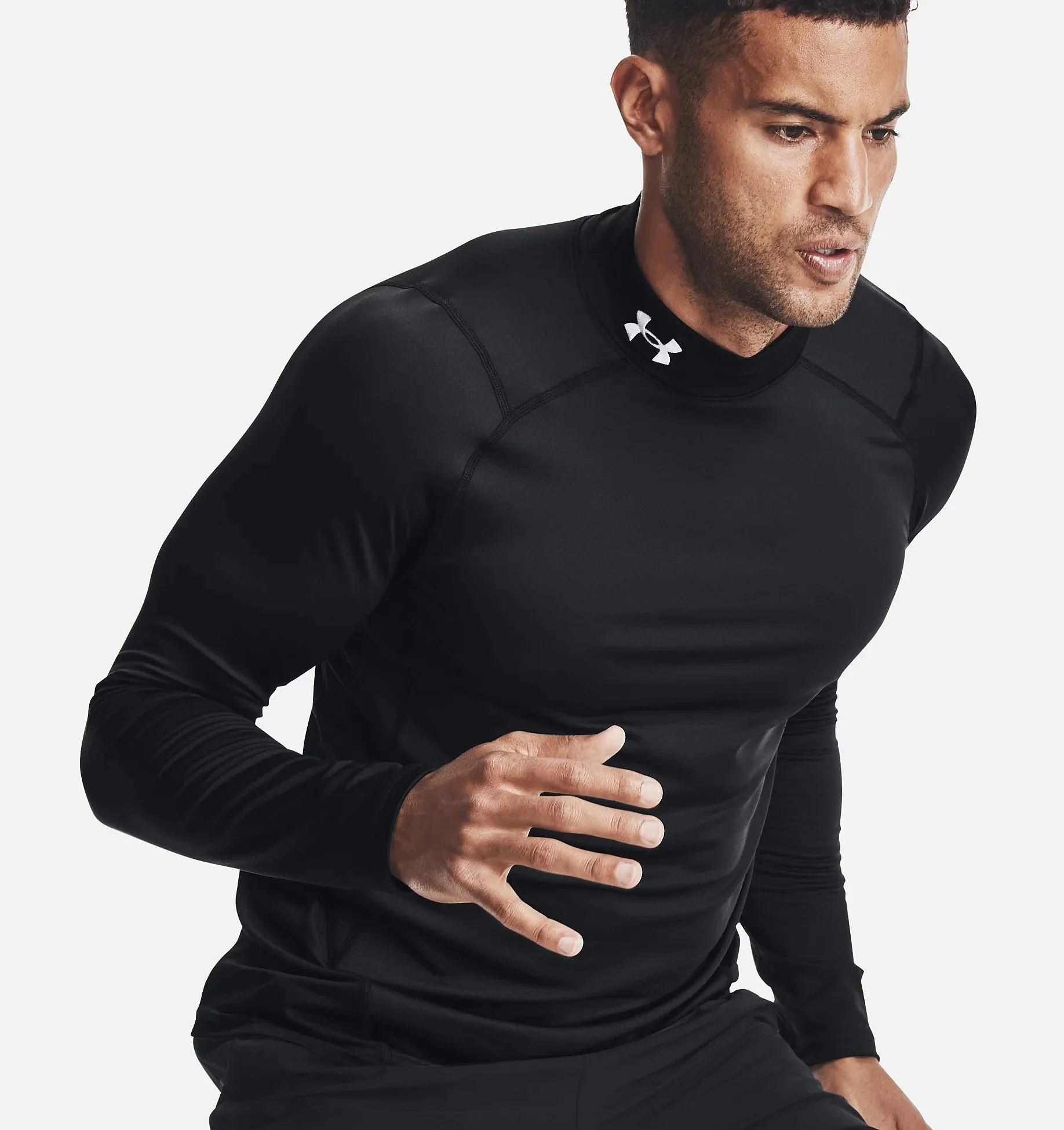 T-Shirt Under Armour ColdGear Armour Fitted Mock LS - 001/Black/White - men´s