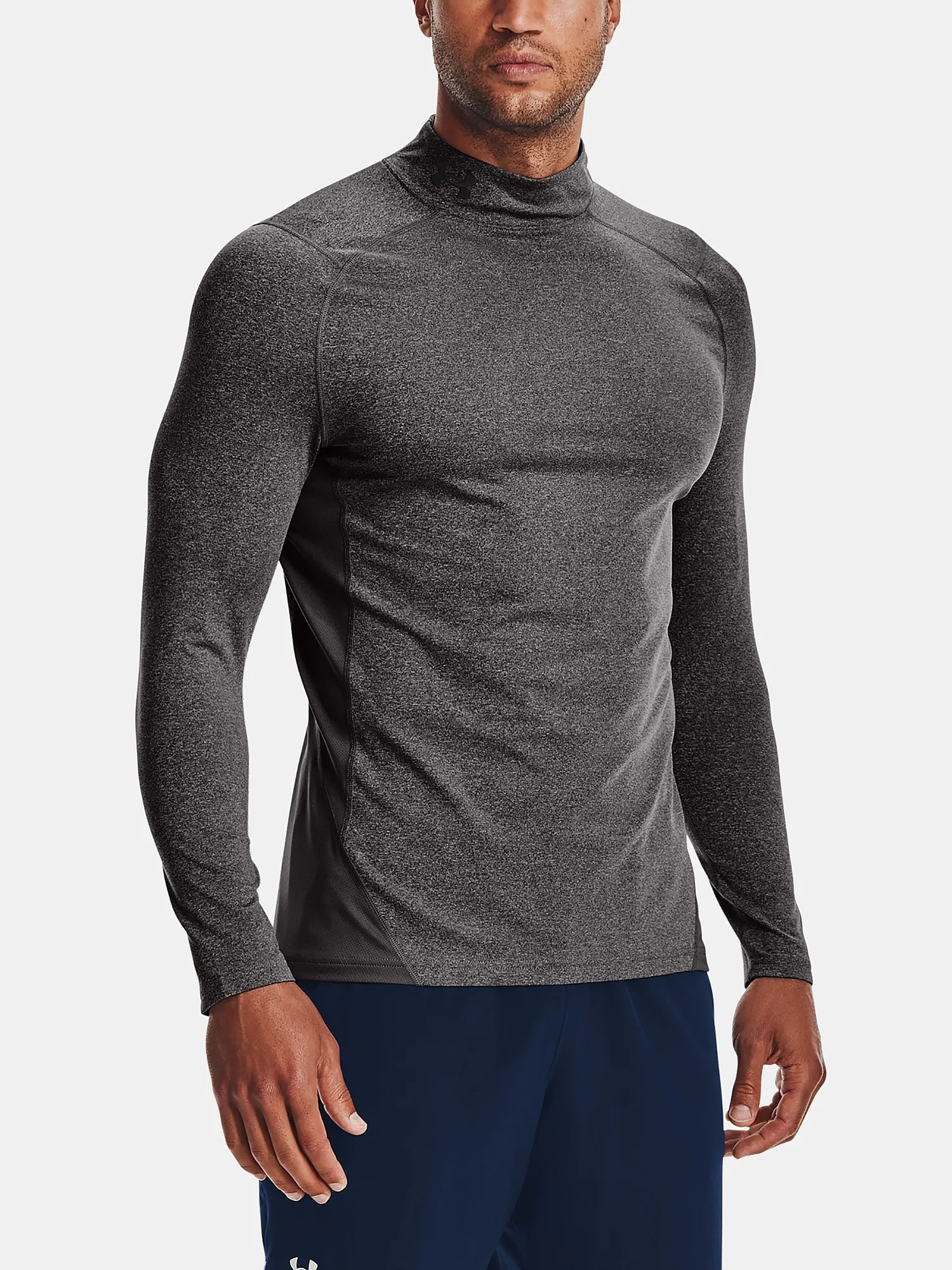 T-Shirt Under Armour ColdGear Armour Fitted Mock LS - Charcoal Light Heather - men´s