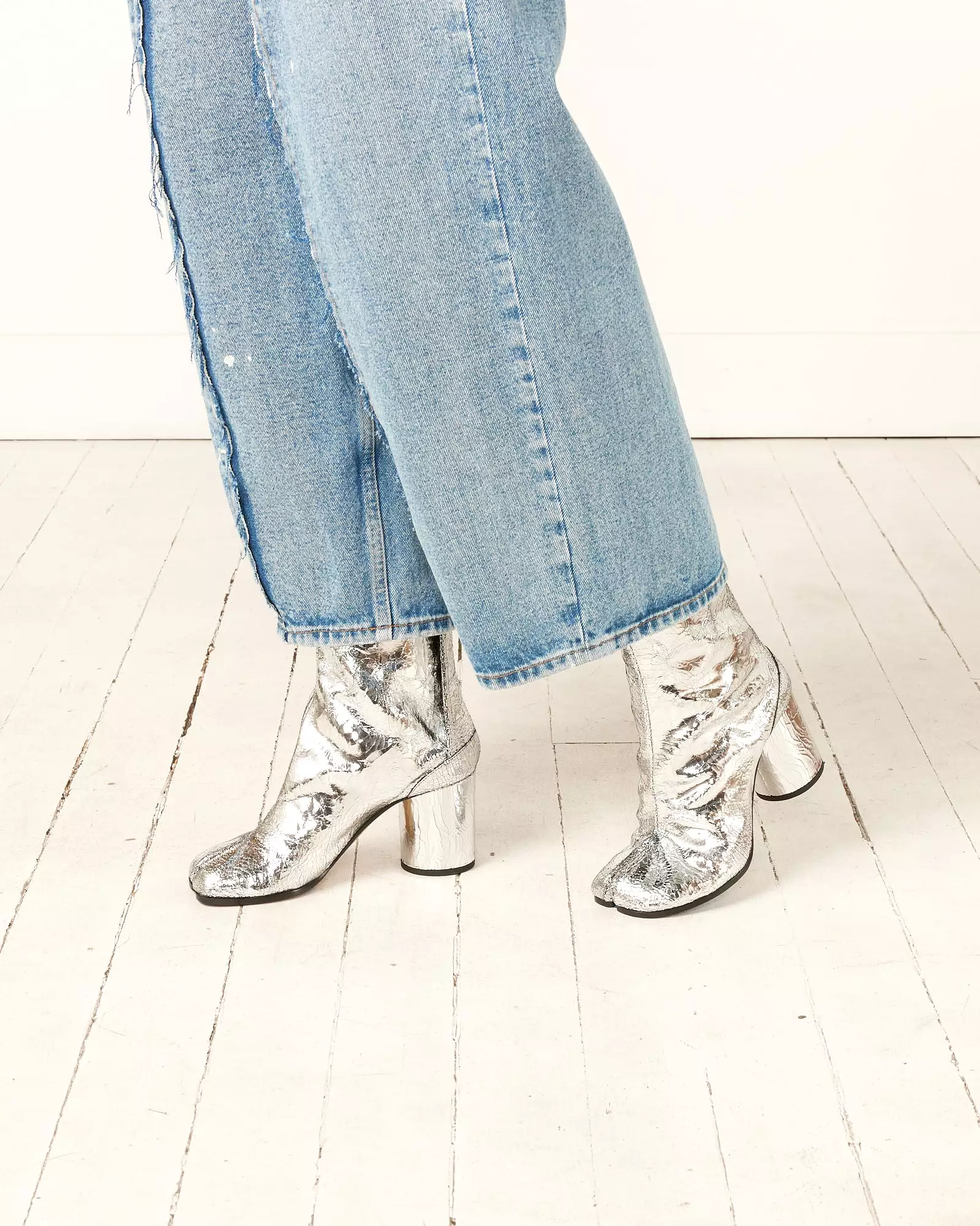 Tabi Ankle Boots in Silver