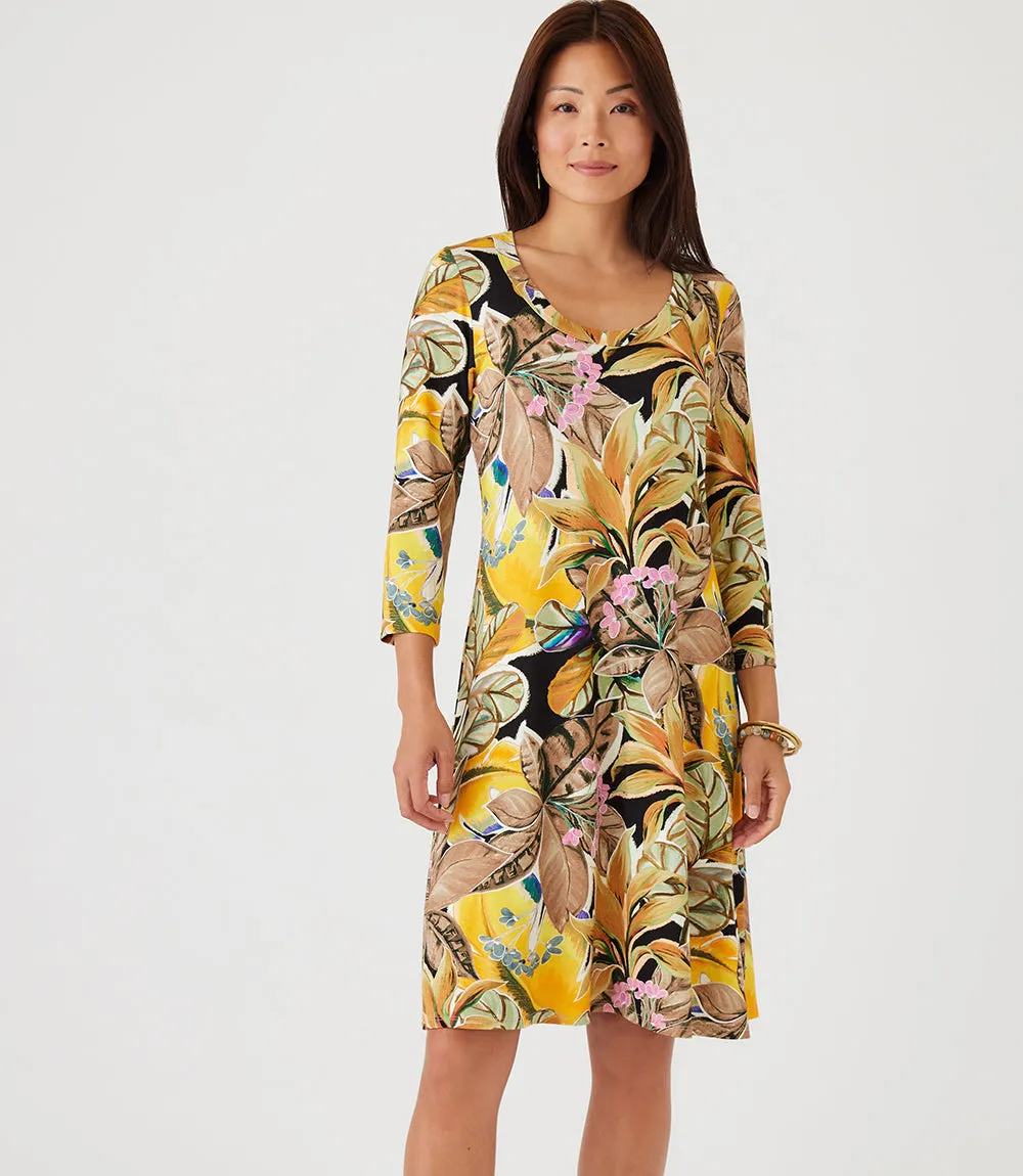 Three Quarter Sleeve A-Line Dress