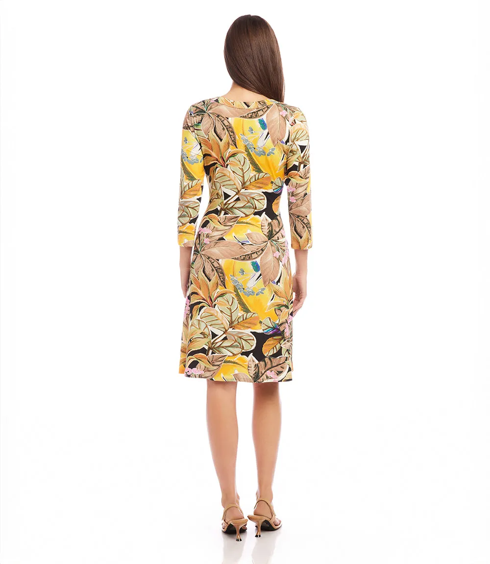 Three Quarter Sleeve A-Line Dress