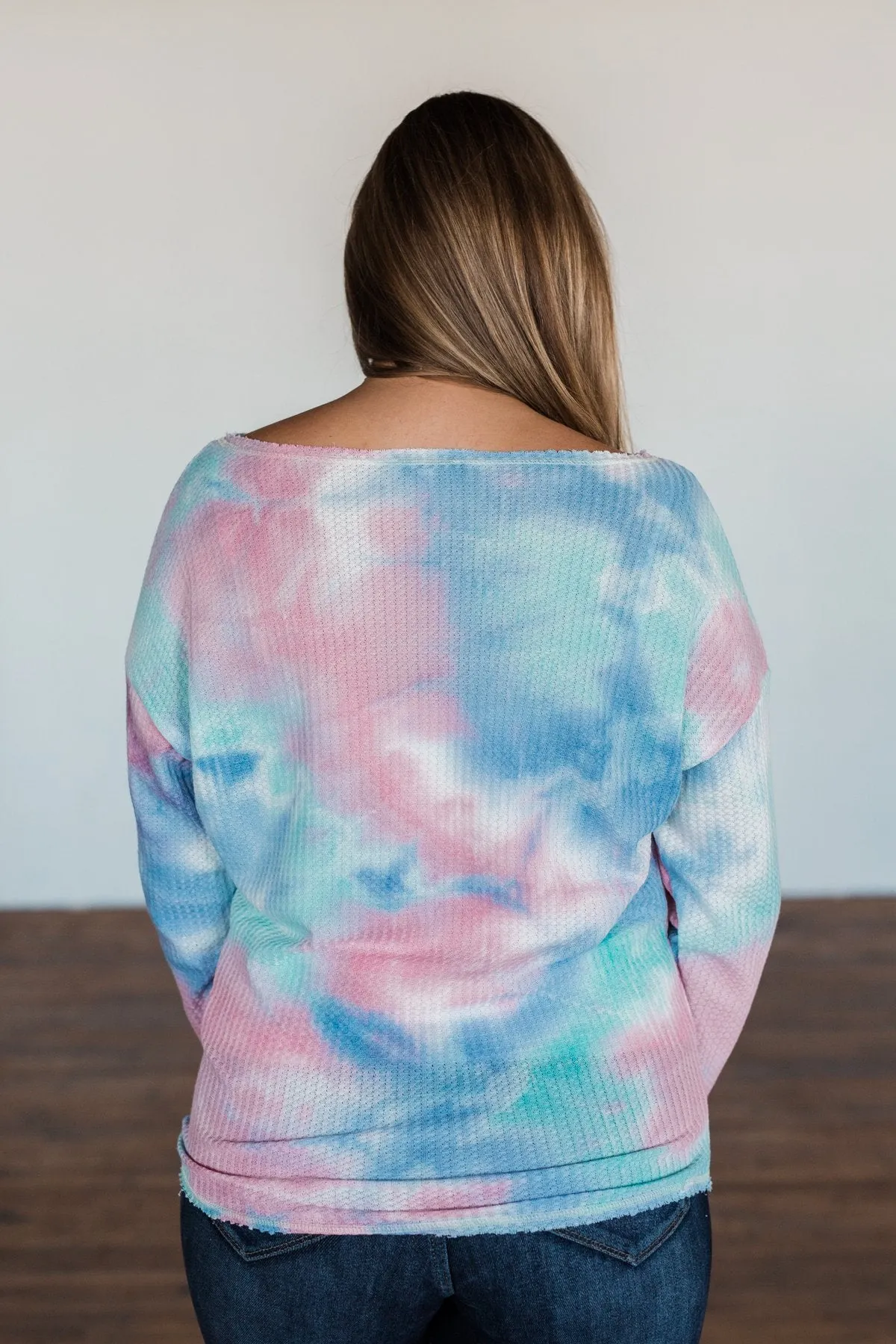 Time Will Tell Tie Dye Thermal Top- Blue & Pink