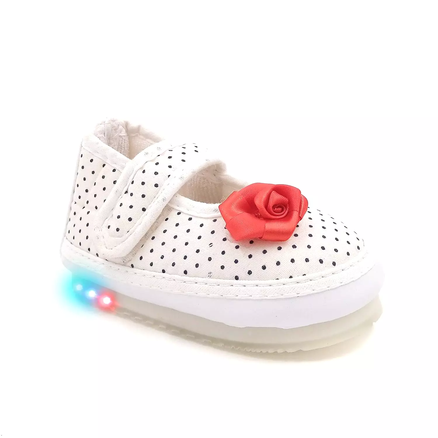 Urbanfeet's Kids LED Light Shoes with Chu Chu Music Sound & Polka Dot Print for Baby Girls and Boys (for 12-24 Months)