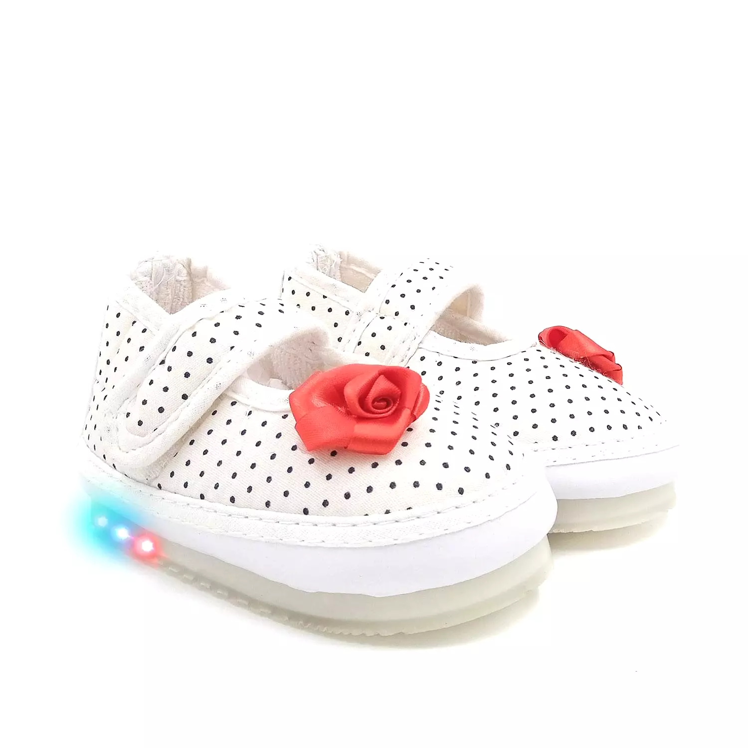 Urbanfeet's Kids LED Light Shoes with Chu Chu Music Sound & Polka Dot Print for Baby Girls and Boys (for 12-24 Months)