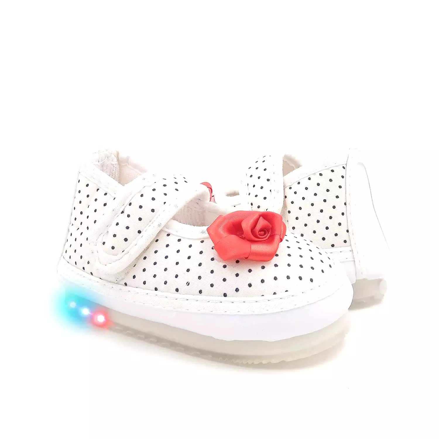 Urbanfeet's Kids LED Light Shoes with Chu Chu Music Sound & Polka Dot Print for Baby Girls and Boys (for 12-24 Months)