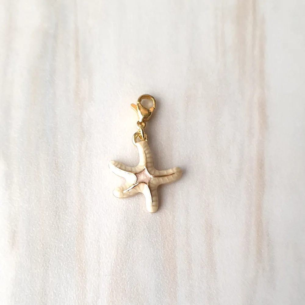 White Enameled Starfish Charm