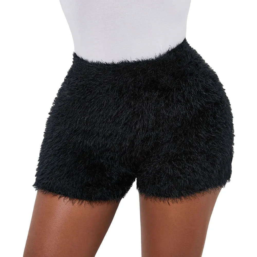 Women's Winter Casual Skinny Fit Elastic High Waist Knitwear Shorts