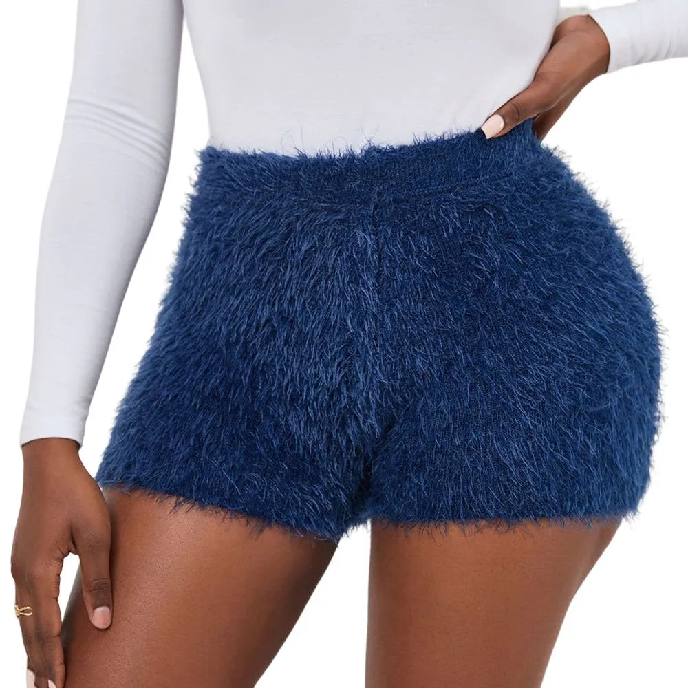 Women's Winter Casual Skinny Fit Elastic High Waist Knitwear Shorts