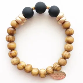 Wooden bead stretchy stackable boho Jess Bracelet