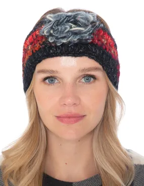 Woolen with Floral Accent and Recycled Silk Stripe Headband